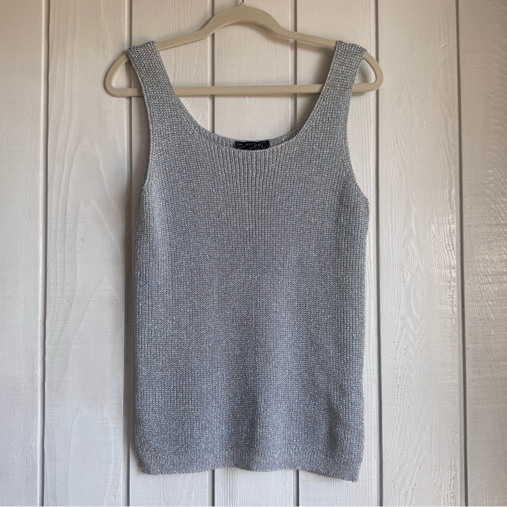 Vintage Suzelle Silver Sparkly Knit Tank